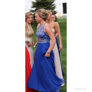 Blue halter prom dress